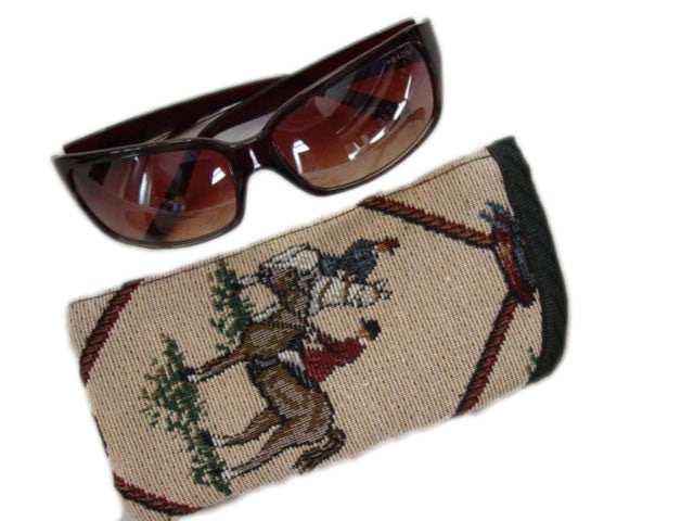 horse hunt scene sunglasses case