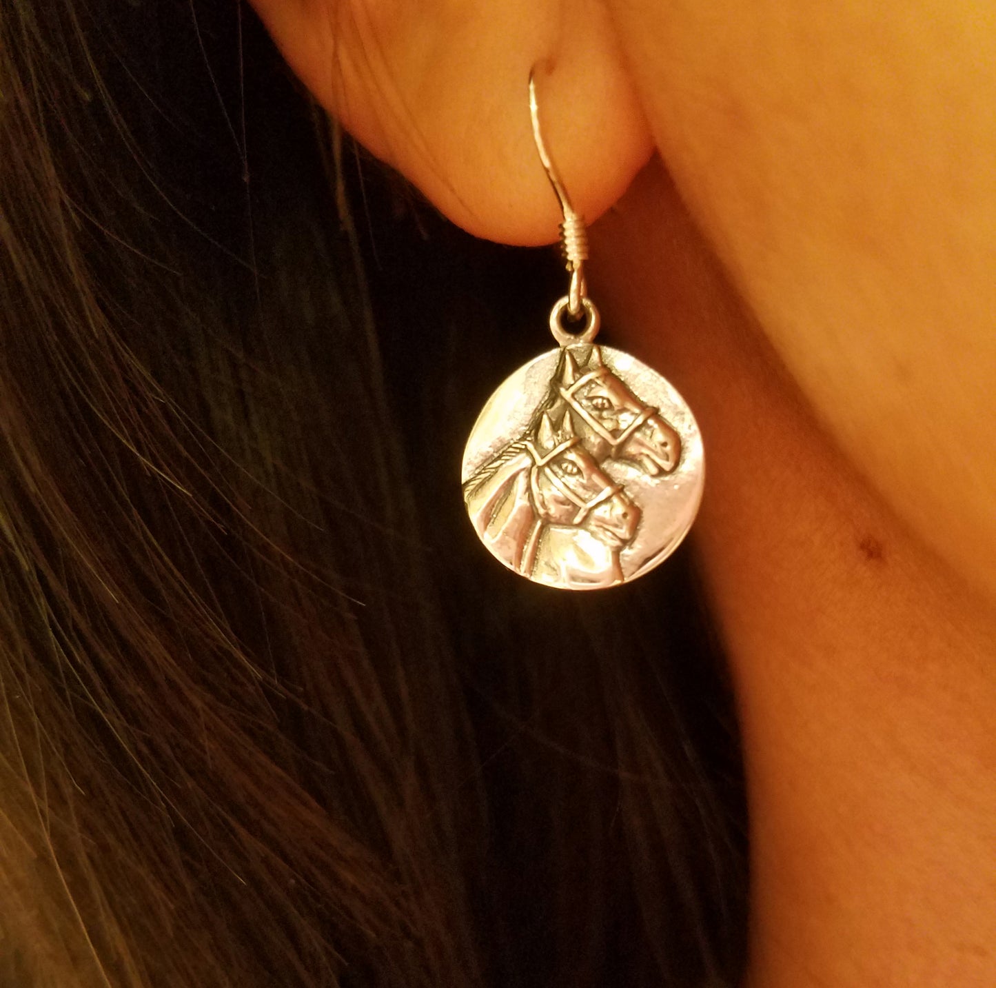 horse silver earrings