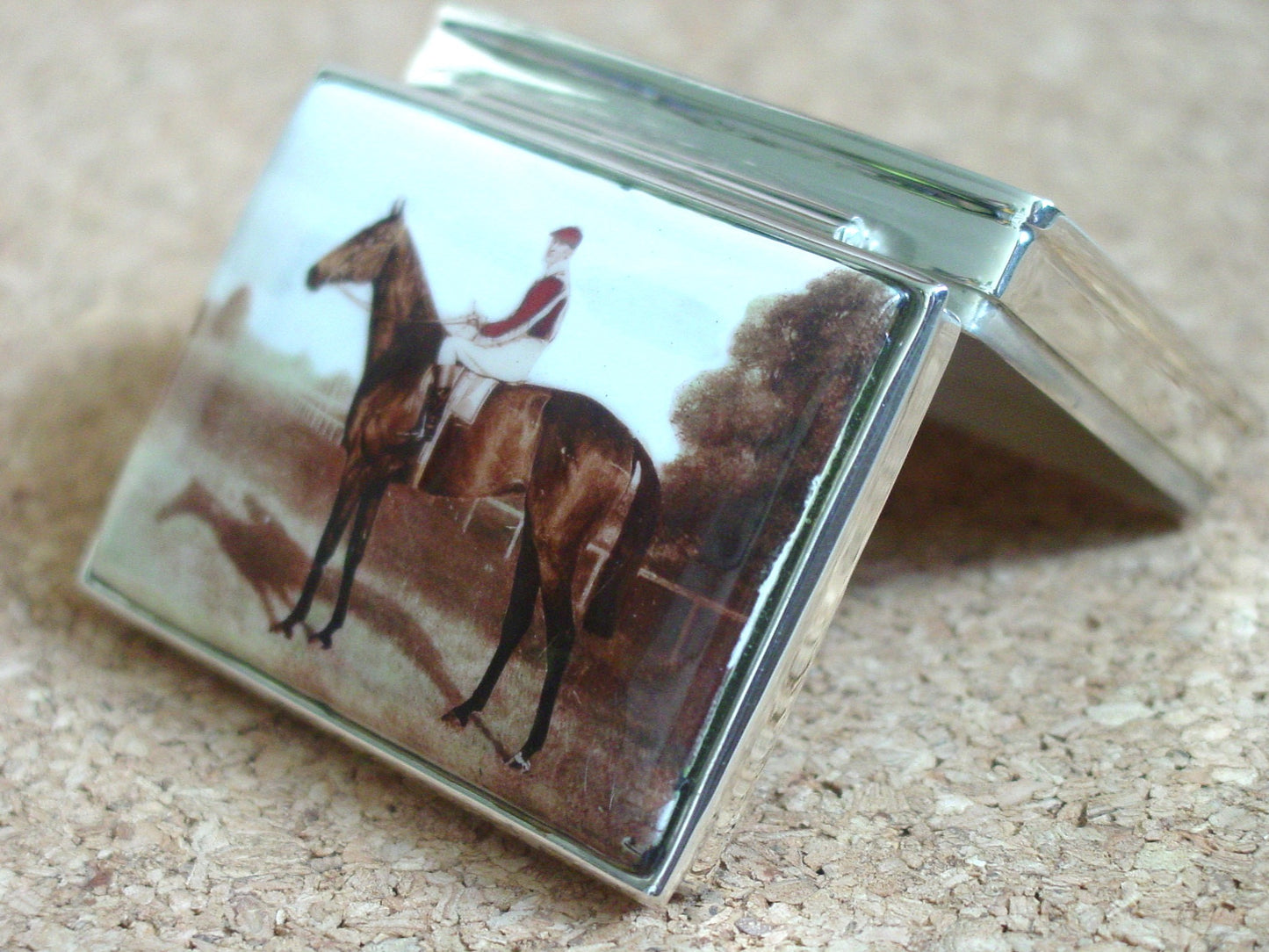 horse sterling silver pill box