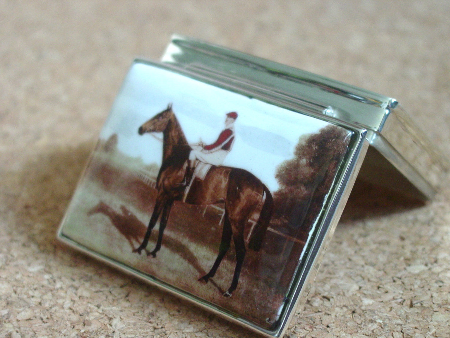 horse sterling silver pill box