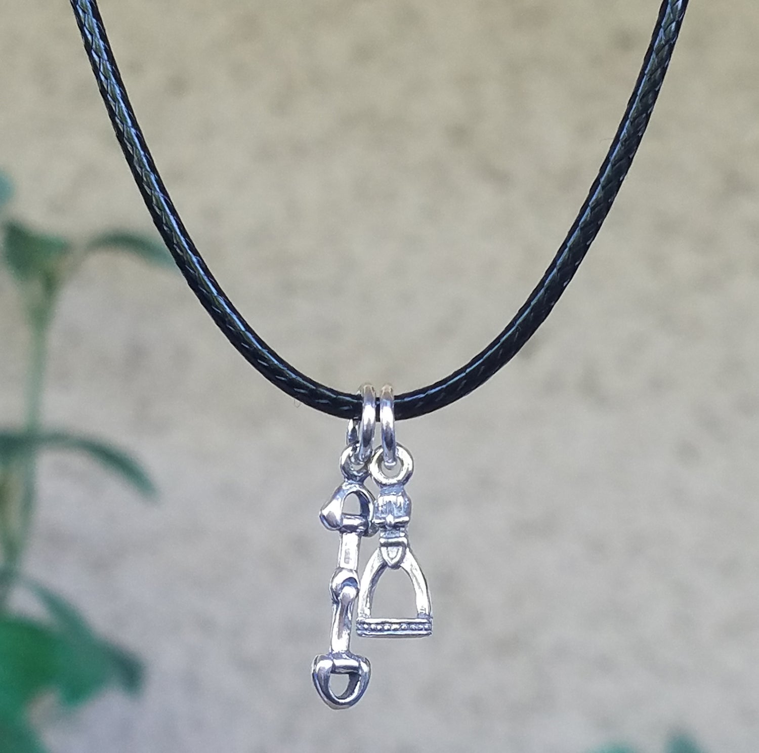 hose bit and stirrup pendant sterling silver