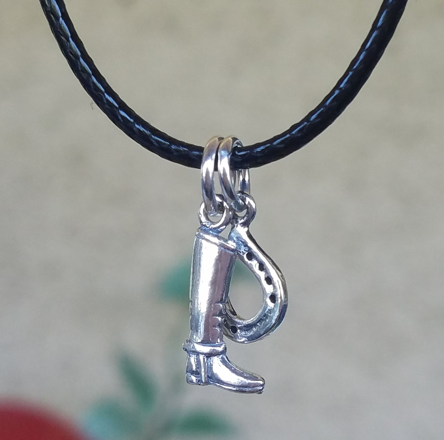 horse boot silver pendant