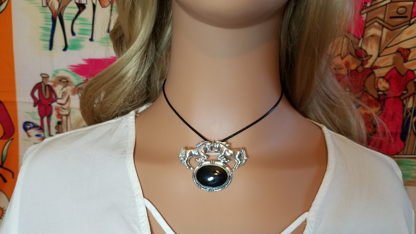 Equestrian Black Onyx Pendant