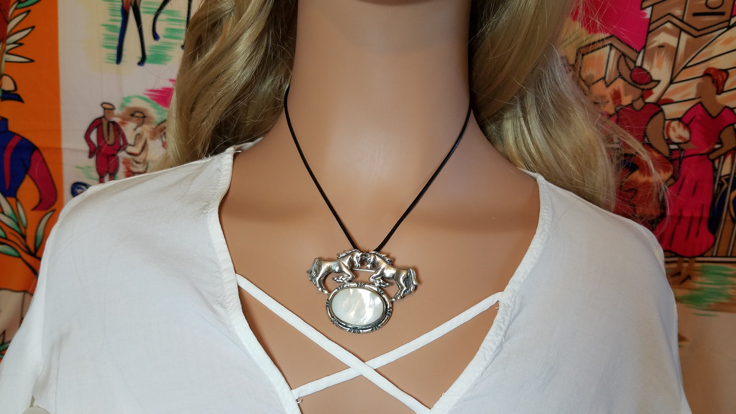 Mother Pearl eqeustrian Pendant