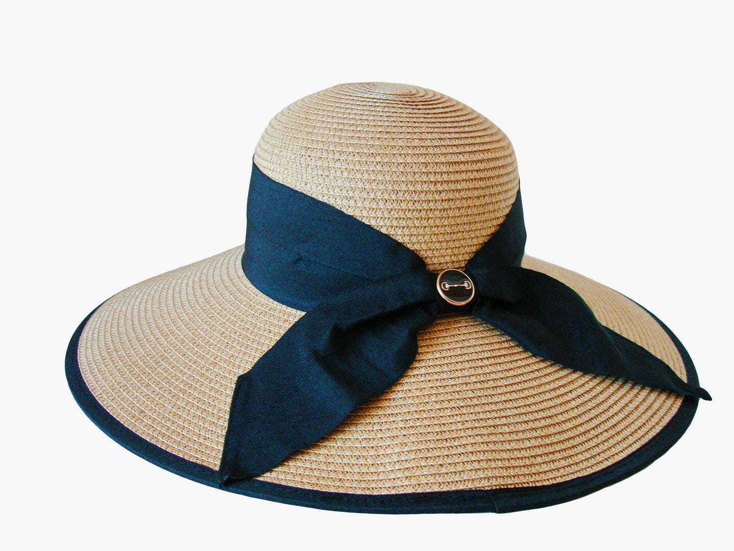 Snaffle Bit Accent Paper Braid Lampshade Hat w/Black Bow & Edge Available 2 Colors #622