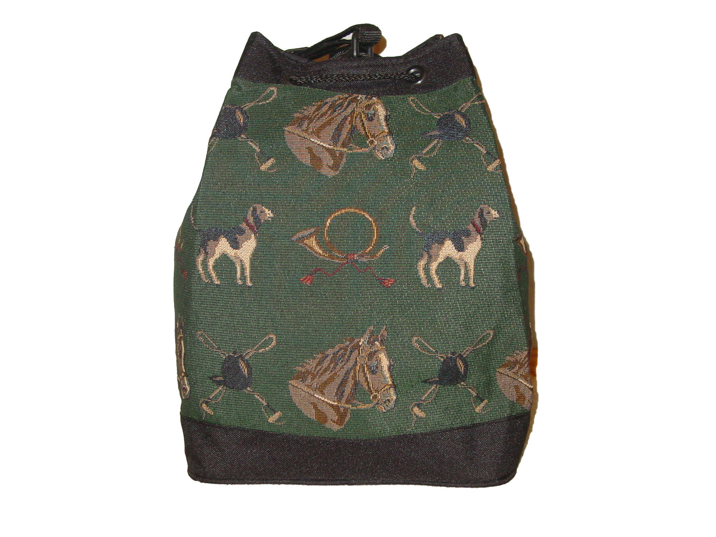 equestrian drawstring purse