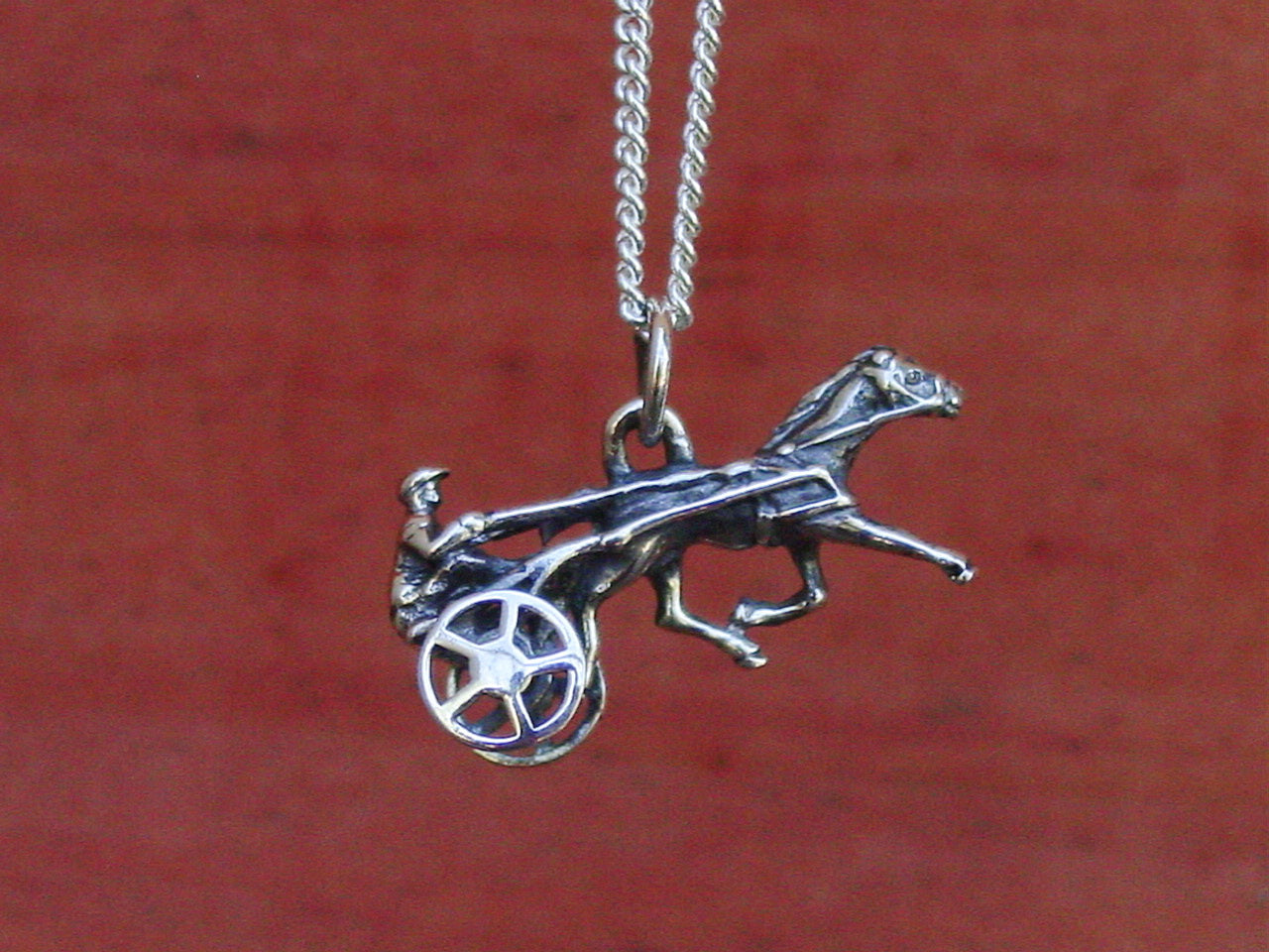 horse race silver pendant