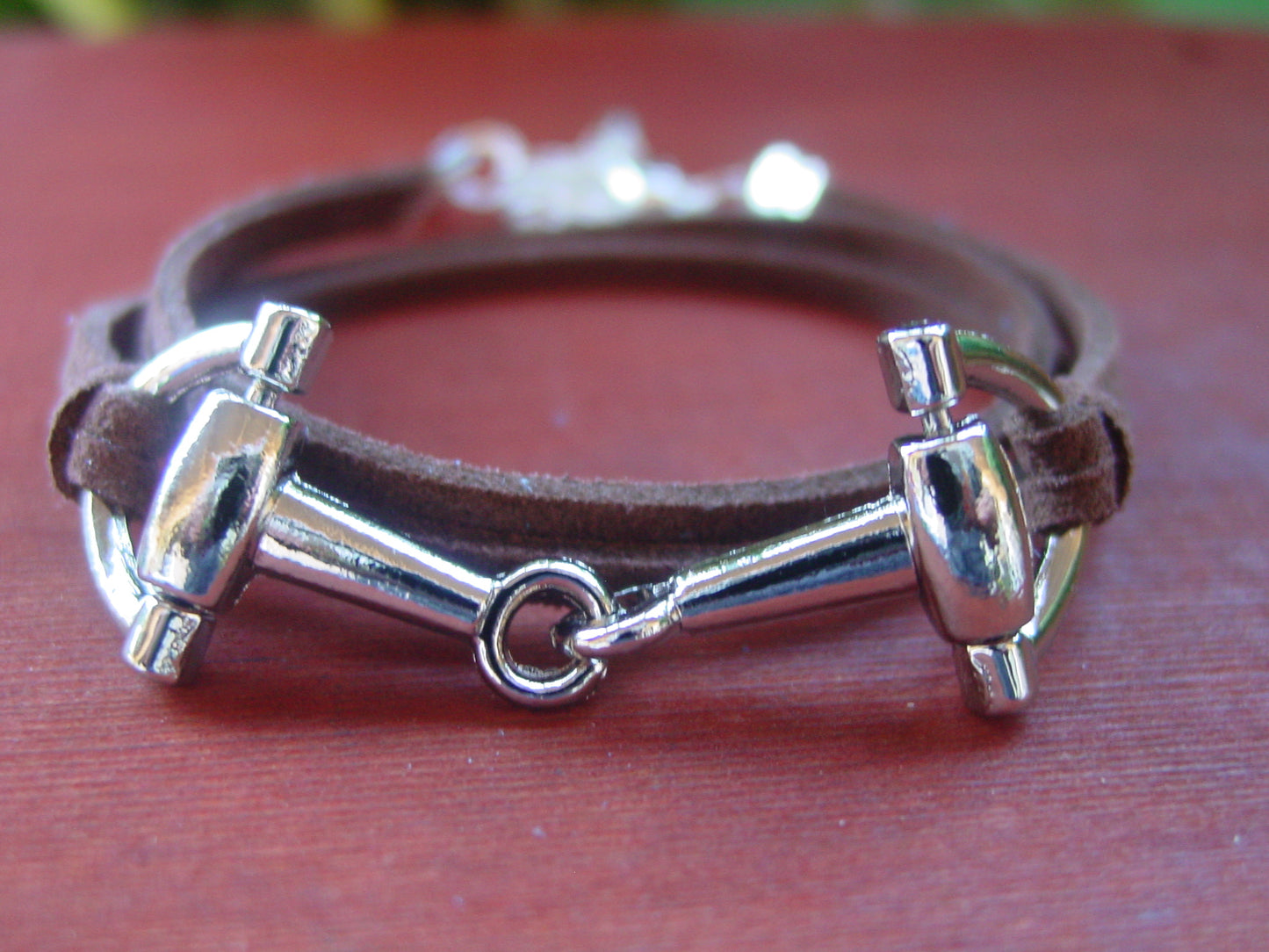 snaffle bit brown leather bracelet