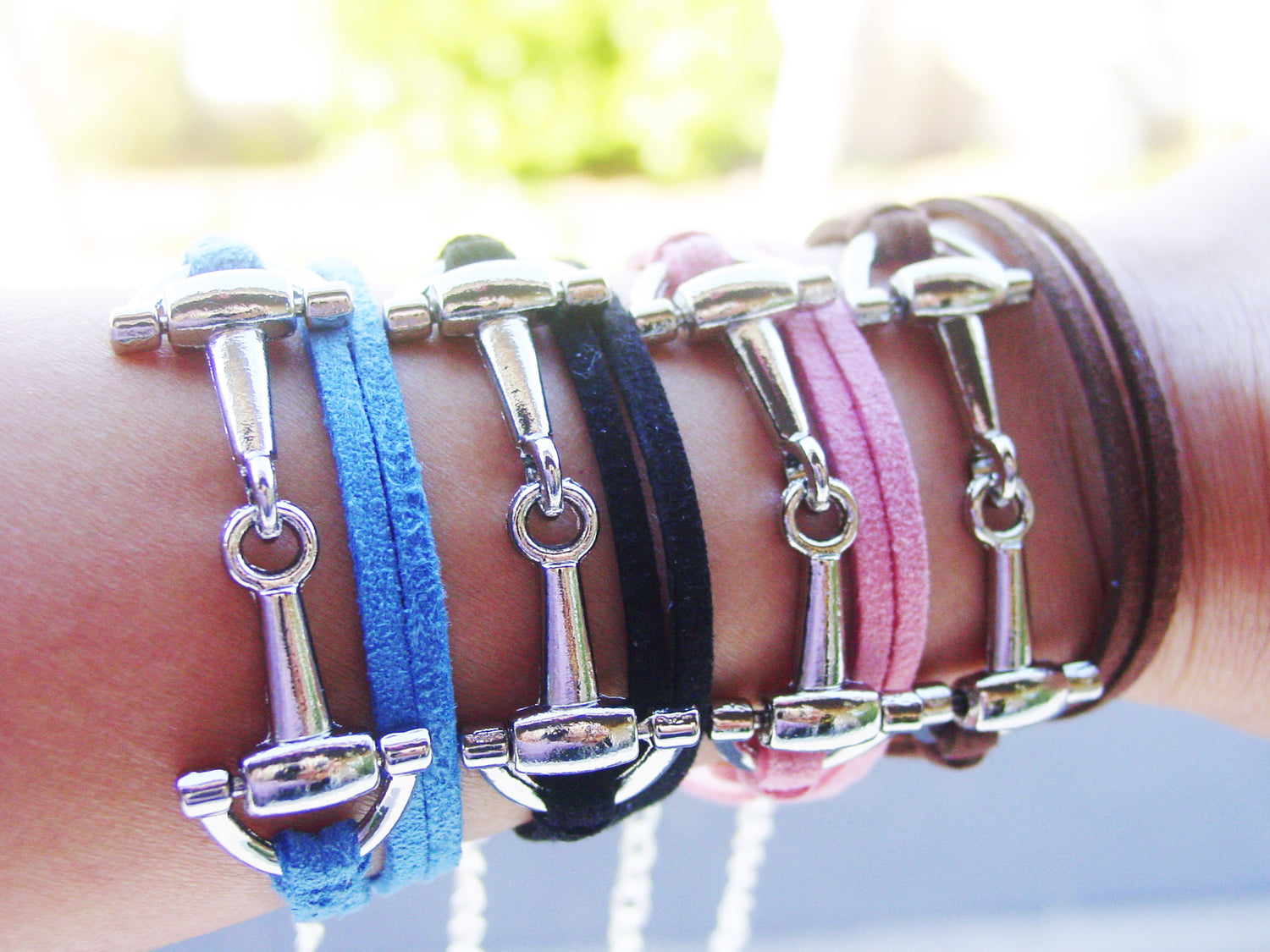 snaffle bit leather wrap bracelet