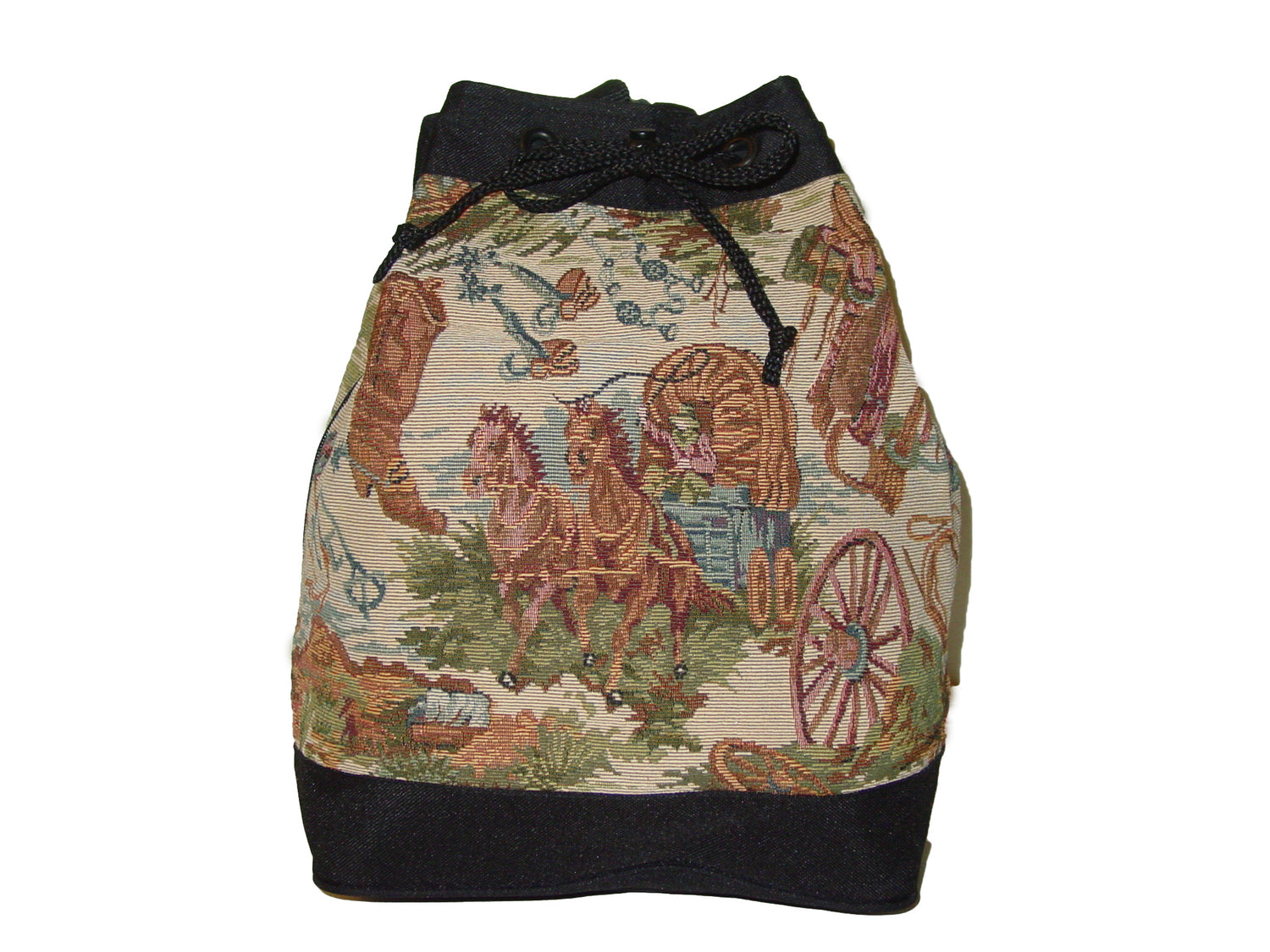 horse carriage drawstring bag