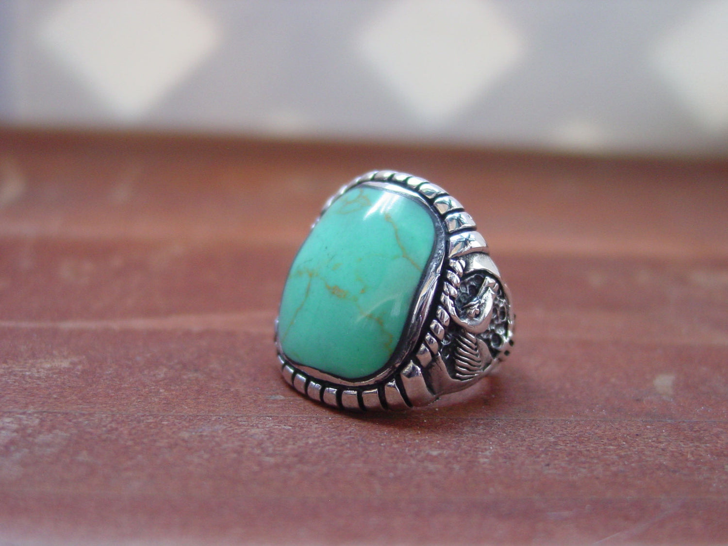 Long blue turquoise ring one size – Southwest Bedazzle