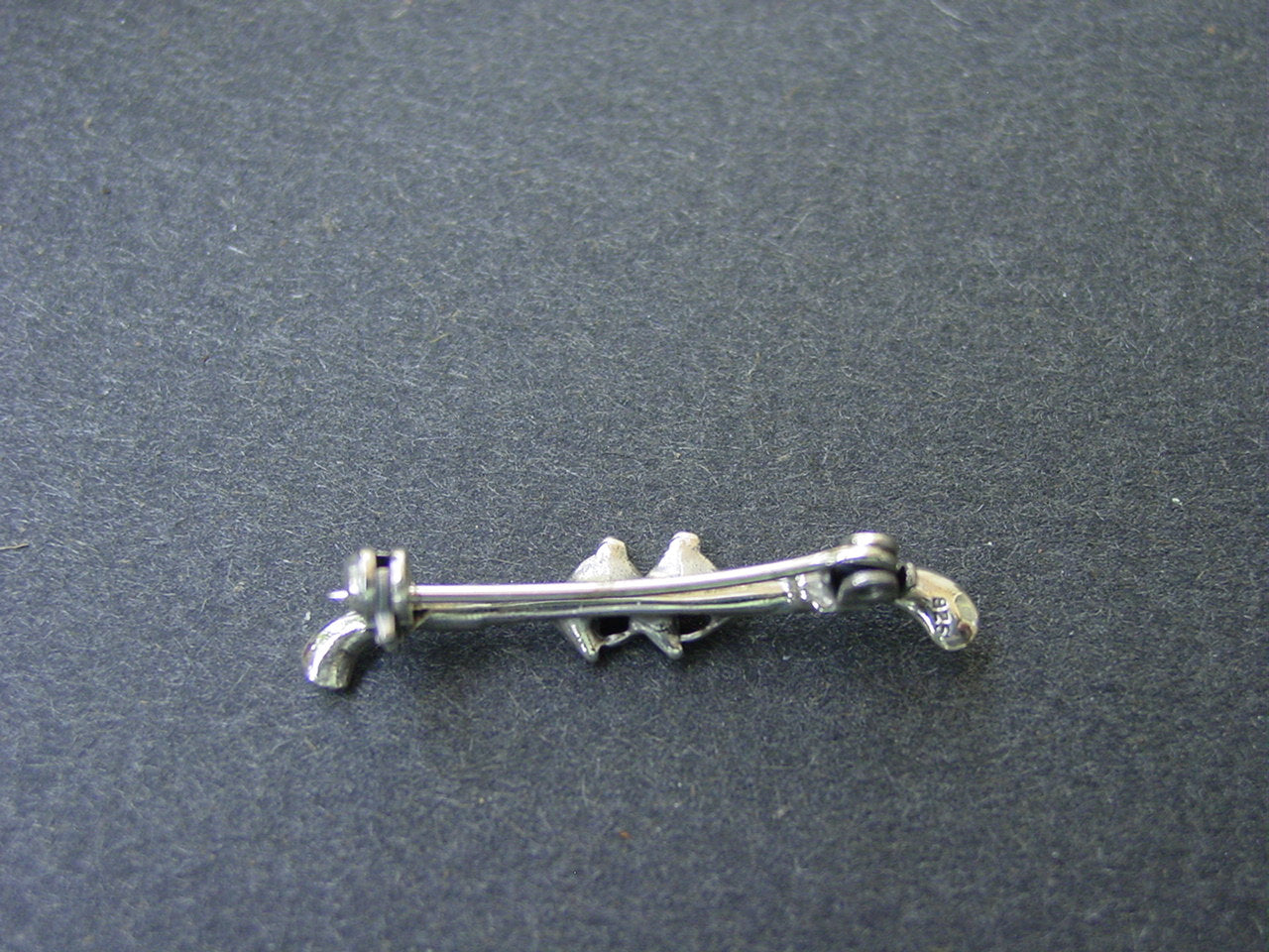 Double Horse Head Crop Pin Sterling Silver, Equestrian Jewelry #B107