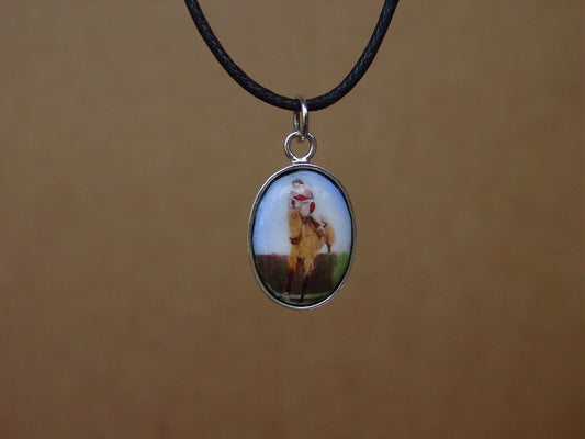 Hunter Jumper Enamel Pendant Sterling Silver, Equestrian Jewelry #P608