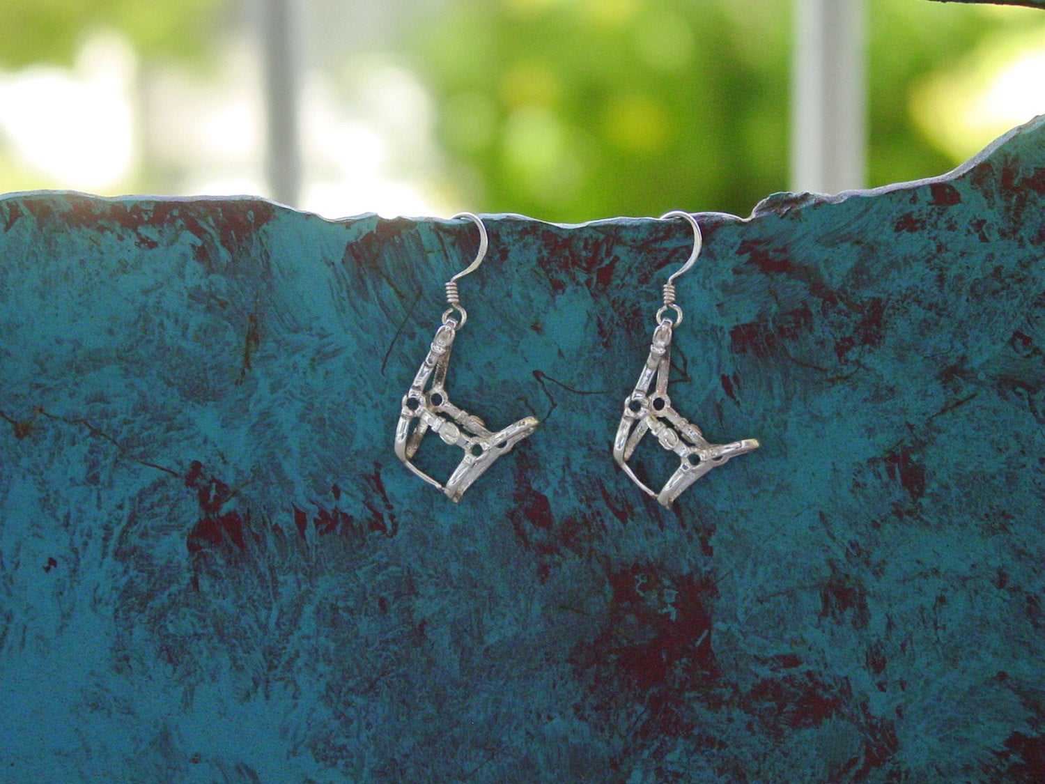 halter bridle horse silver earrings