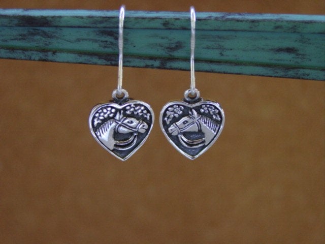 horse head heart earrings