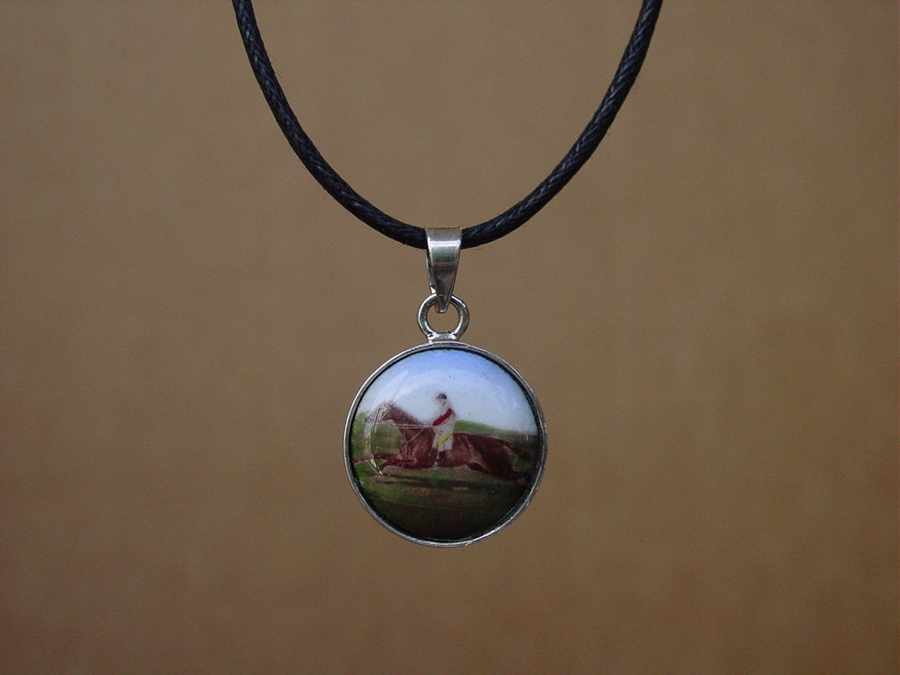 horse enamel pendant