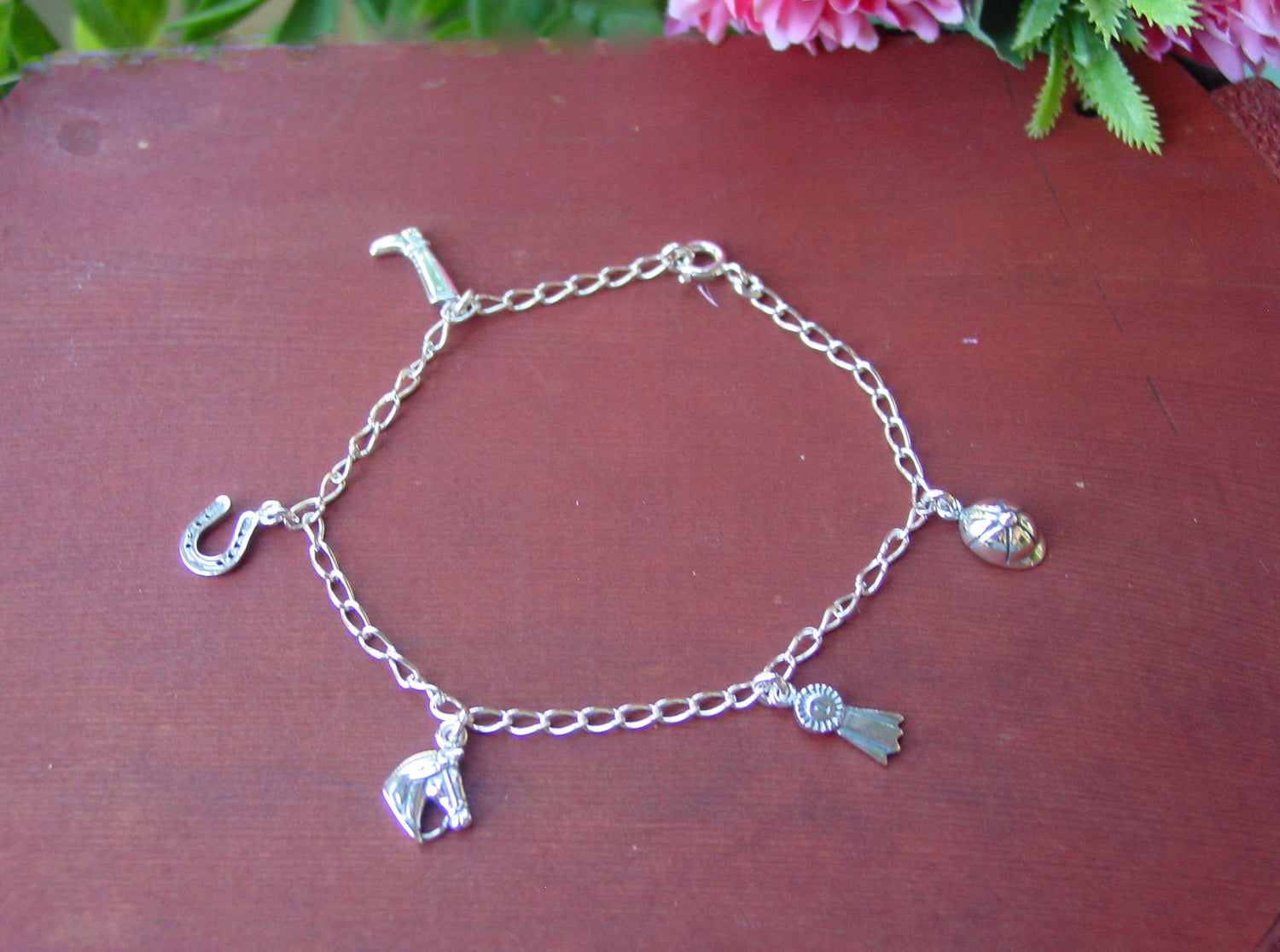 Equestrian Charm Bracelet Sterling Silver Jewelry, Horse Jewelry