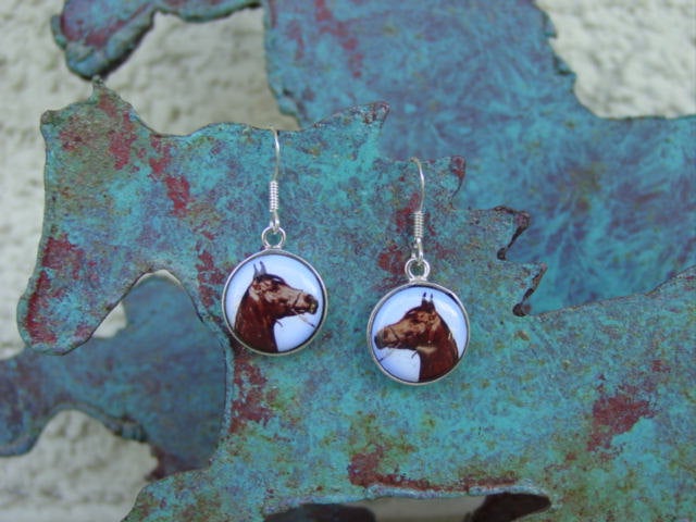 equestrian enamel earrings