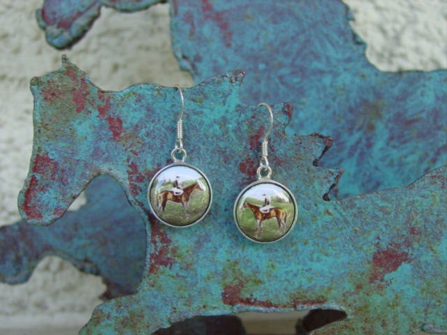 racehorse enamel earrings