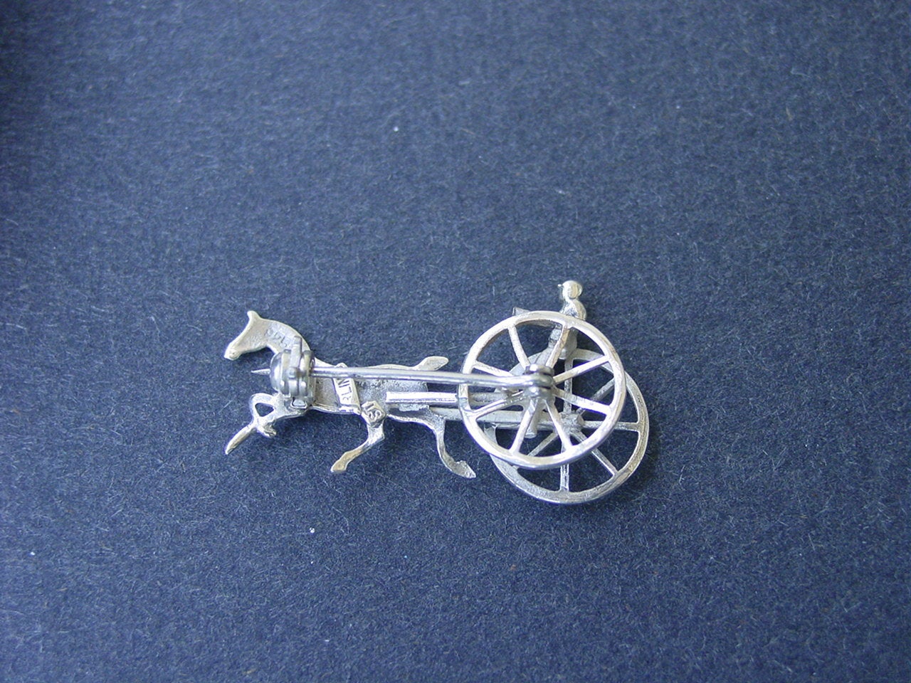 harness horse race sterling silver