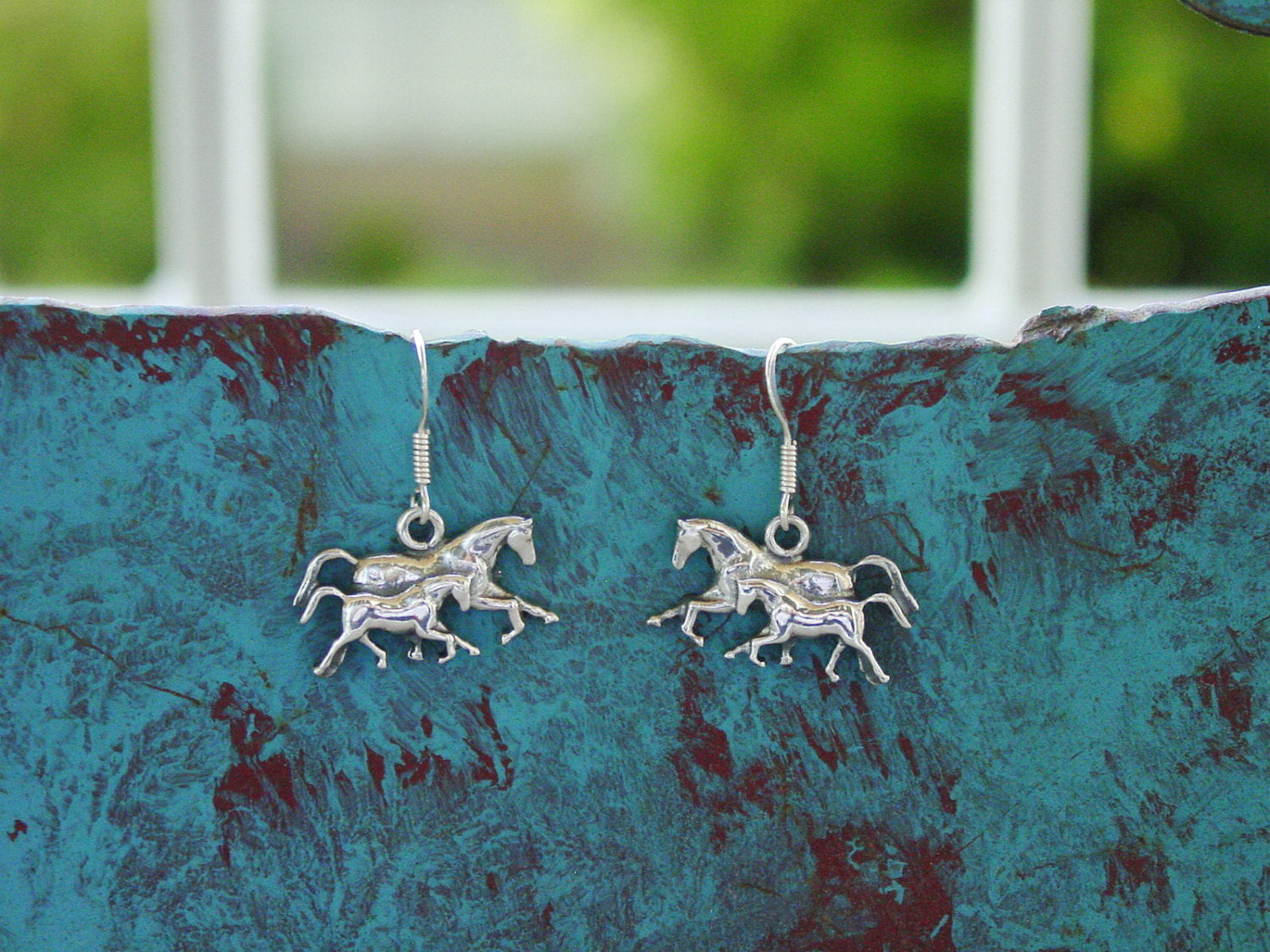 horse mare foal earrings