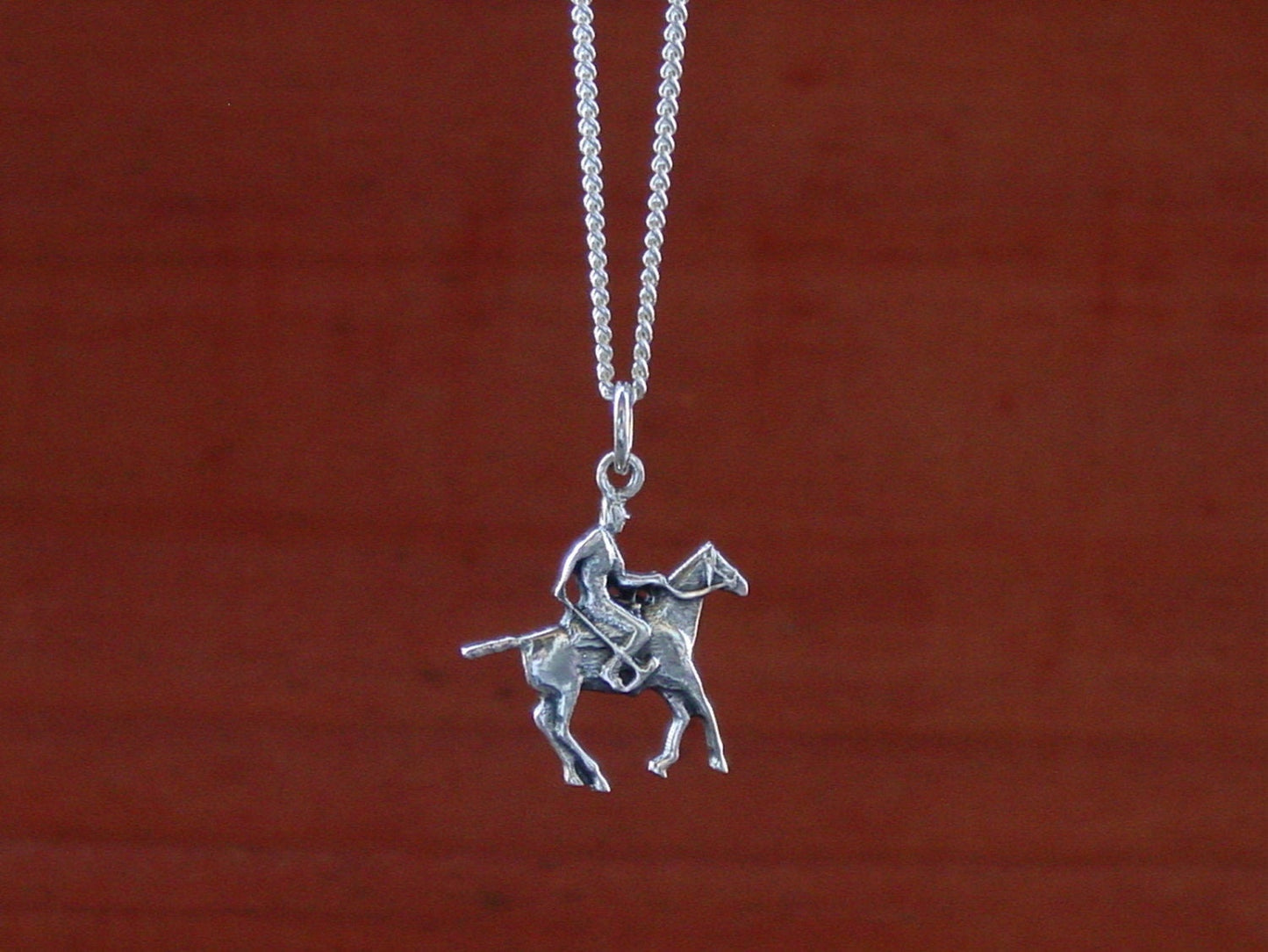 polo horse silver pendant