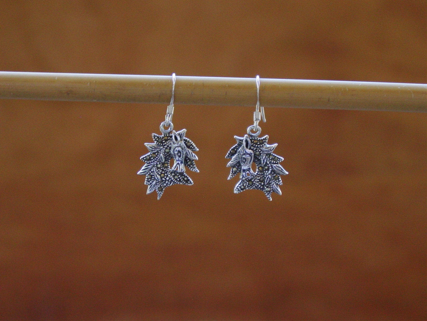 marcasite horse earrings silver