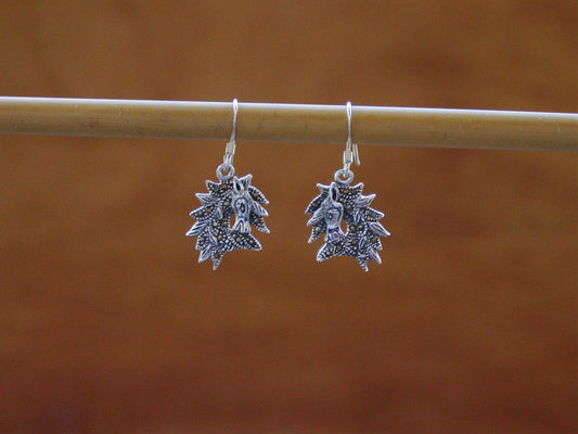 marcasite horse earrings silver