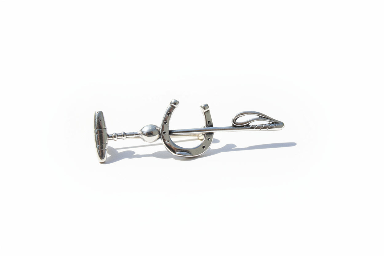 polo mallet horse shoe silver