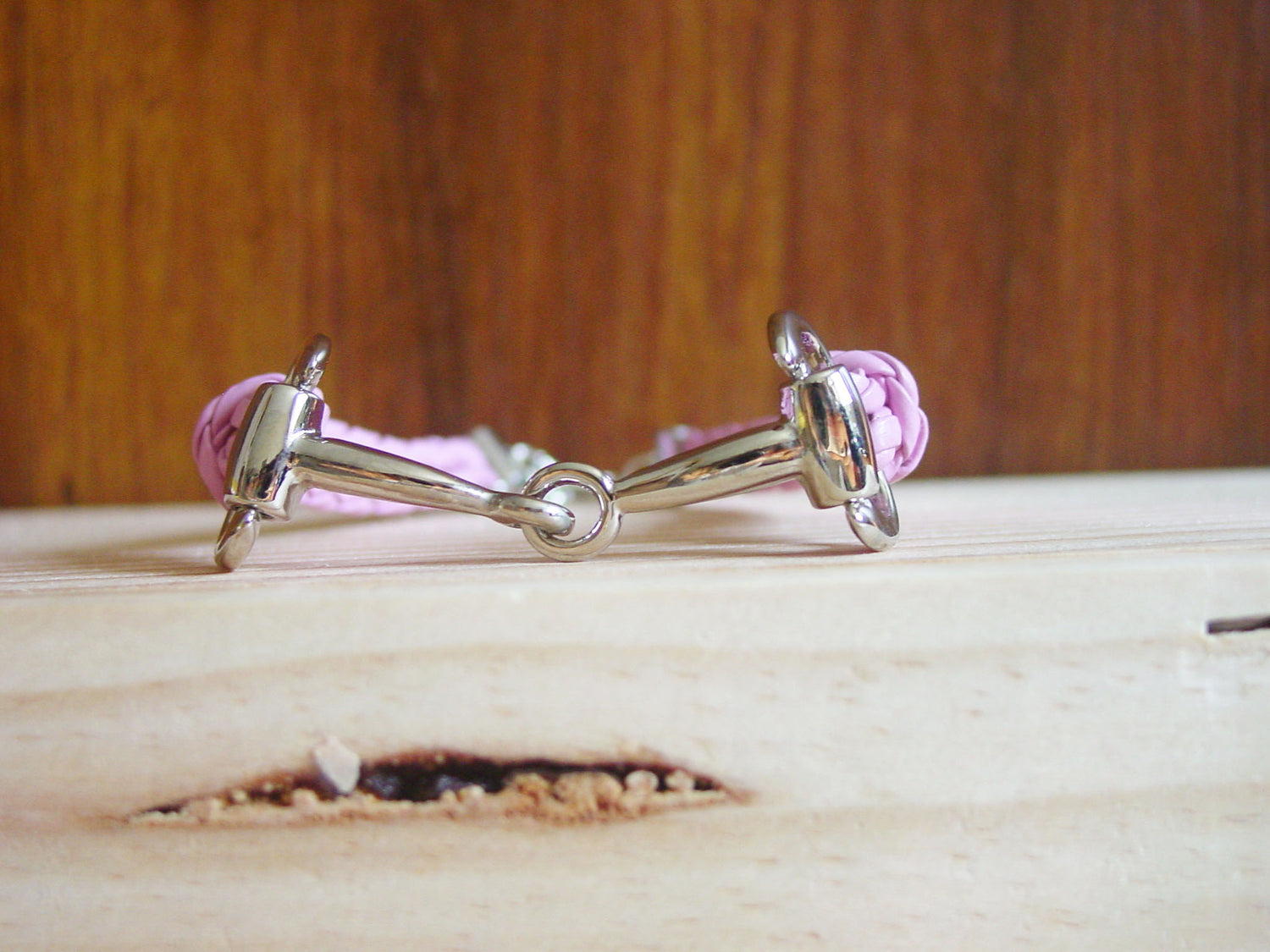 silver bit pink bracelet