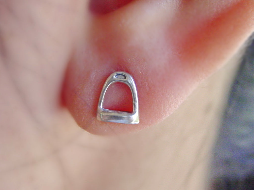 tiny stirrup stud jewelry
